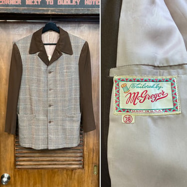 Vintage 1950’s “McGregor” Two-Tone Wool x Rayon Gab Hollywood Leisure Rockabilly Jacket, Original, 50’s Vintage Clothing 