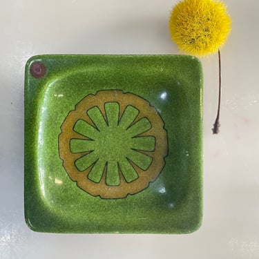 Small Green Enamel on Copper Dish