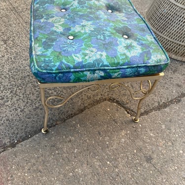 Pair of Outdoor Vintage Foot Stools Blue Floral