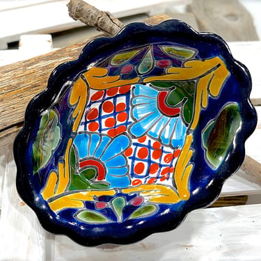 VINTAGE: 5.5" Authentic H. Venegas Signed Talavera Mexican Pottery - Oval Bowl - Colorful Hand Painted Bowl - Mexico - SKU 36-A-00033831 
