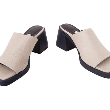 Miista Pebbled Leather Mule Sandals