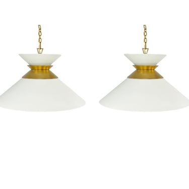 #1468 Pair of Large Stacked Pendant Lights