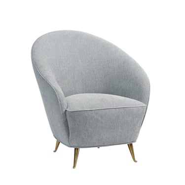 Italian Elegant Lounge Chair with Brass Legs 1950s