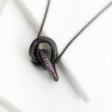 Pink Sapphire And Oxidized Sterling Silver Knot Pendant Necklace