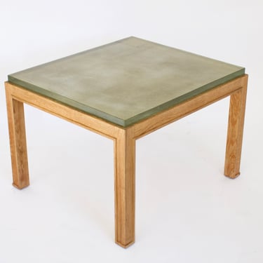 Jacques Adnet French Oak Side Table with St Gobain Glass 