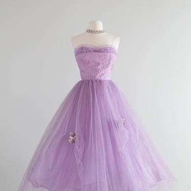 1950's Lavender Haze Strapless Sweetheart Prom Dress / XS