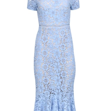 Shoshanna - Light Blue Lace Short Sleeve Fit & Flare Dress Sz 4