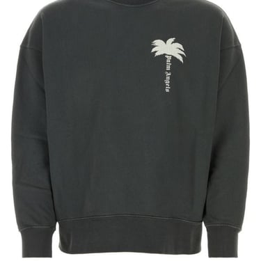 Palm Angels Man Dark Grey Cotton Sweatshirt