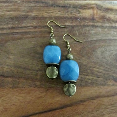 Blue stone and bronze earrings 