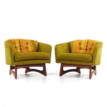 Adrian Pearsall for Craft Associates Mid Century Barrel Lounge Chairs - Pair - mcm 