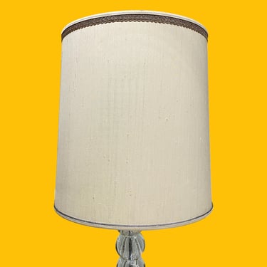 Vintage Barrel Lampshade Retro 1960s Mid Century Modern + Stiffel + Large + Round + Cream Fabric + Gold/Silver Trim + Lighting + Home Decor 