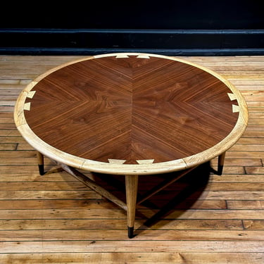 Restored Lane Acclaim Round Coffee Table - Mid Century Modern Danish Style Walnut Coffee Table 