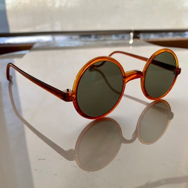 1930's Translucent Sunglasses - Original Glass Lenses - Tortoise Colored Frames - Smaller Frame - Unisex 