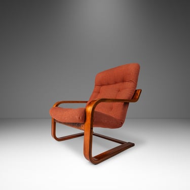 Mid-Century Modern Bentwood Lounge Chair in Beech and Original Fabric by Westnofa, Norway, c. 1970s 