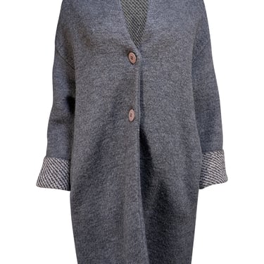 Blugirl - Charcoal Grey Oversized Floral Detail Coat Sz S
