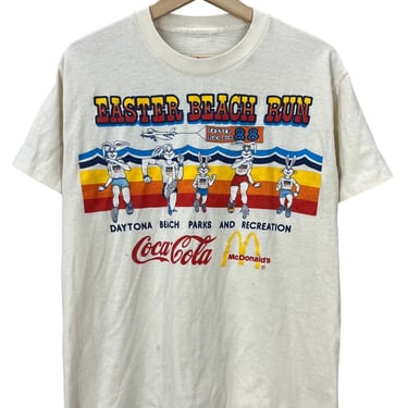 Vintage 80's Easter Beach Run Rainbow McDonalds Coca Cola T-Shirt Medium