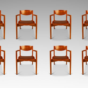 Set of Eight (8) Mid-Century Modern Stacking General Purpose Chairs in Oak & Walnut by Jens Risom for Jens Risom Design, USA, c. 1960's 