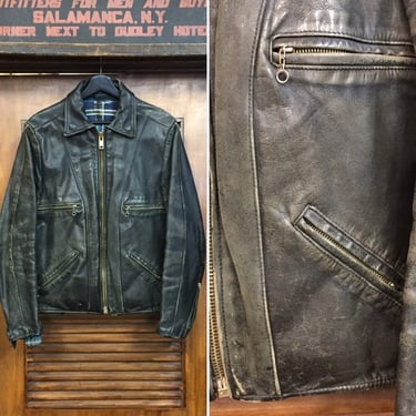 Vintage 1980’s “Vanson” 4 Pocket Leather Jacket with Flannel Shirt Liner, 80’s Leather Jacket, Custom Vintage, Vintage Clothing 