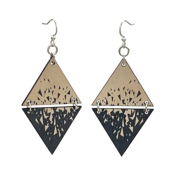 Shattered Triangle Wood Earrings