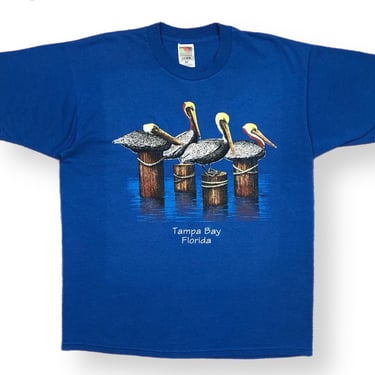 Vintage 90s Tampa Bay Florida Pelicans Destination/Souvenir Nature Graphic T-Shirt Size XL 