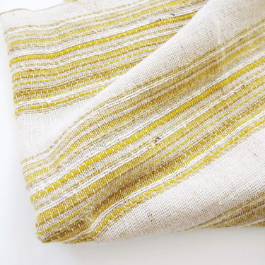 Vintage 70s Mustard Yellow Sand Stripe Woven Large Throw Blanket - 1970s Desert Southwestern Earthy Bohemian  Blanket 