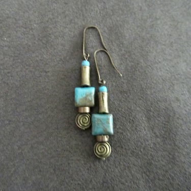 Bohemian stone and bronze earrings 