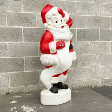Vintage Santa Claus Blow Mold Retro 1960s Union Products + Santa with List + Light Up + 44 Inches Tall + Christmas + Holiday + Lawn Decor 