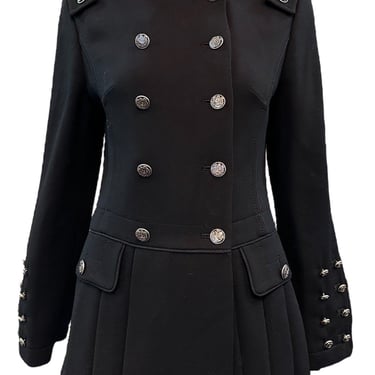 Dolce and Gabbana 2000s Dramatic Black Wool Military Inspired Coat