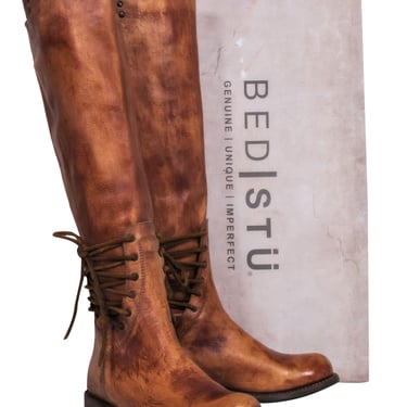 Bed Stu - Cognac Tall Leather Lace-Up Boots Sz 8.5