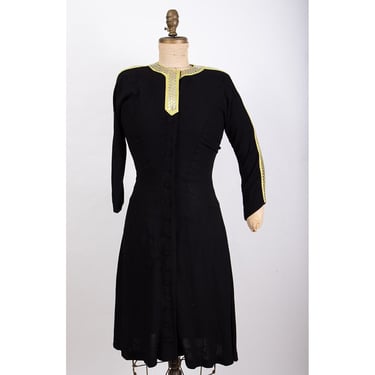 1940s studded dress / Vintage rayon crepe dress with studded sleeves / S M 