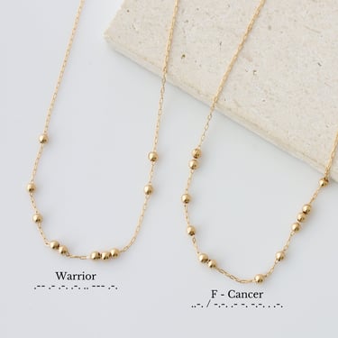 F Cancer Morse Code Necklace - Warrior Necklace - Hidden Message Morse Code Necklace - Secret Message Necklace - Cancer Survivor Necklace 