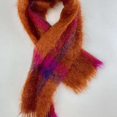 Vintage Mohair Scarf - Beautiful Rich Colors - Supper Soft & Furry 