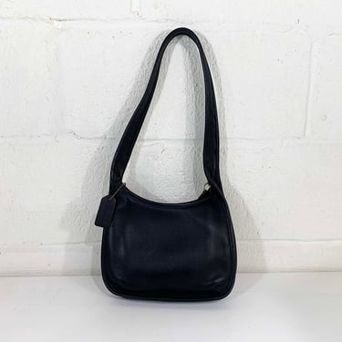 Vintage 90’s Coach Ergo Mini Zip #9020 Hobo Bag Black Leather Shoulder Purse Handbag Style Classic Minimal 1990s Minimalist Crescent 