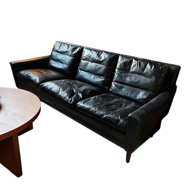 Danish Sofa Soft Black Leather With Solid Rosewood Legs By Georg Thams