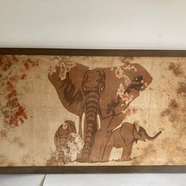 1970's Batik Elephant Artwork 
