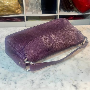 Vintage Oscar de la Renta Purple Plum Glove Leather Shoulder Bag | Top Handle & Crossbody Strap | Claret Red Satin Lining 