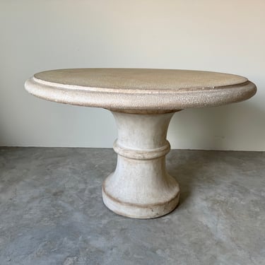 1980's Postmodern - Style Concrete Pedestal  Round Dining Table 