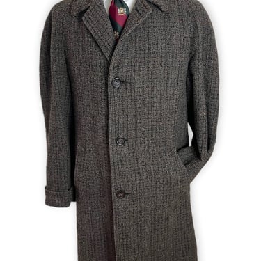 Vintage 1950s/1960s Wool TWEED Raglan Trench Coat ~ 42 to 44 R ~ Balmacaan ~ Overcoat ~ Hart Schaffner Marx 