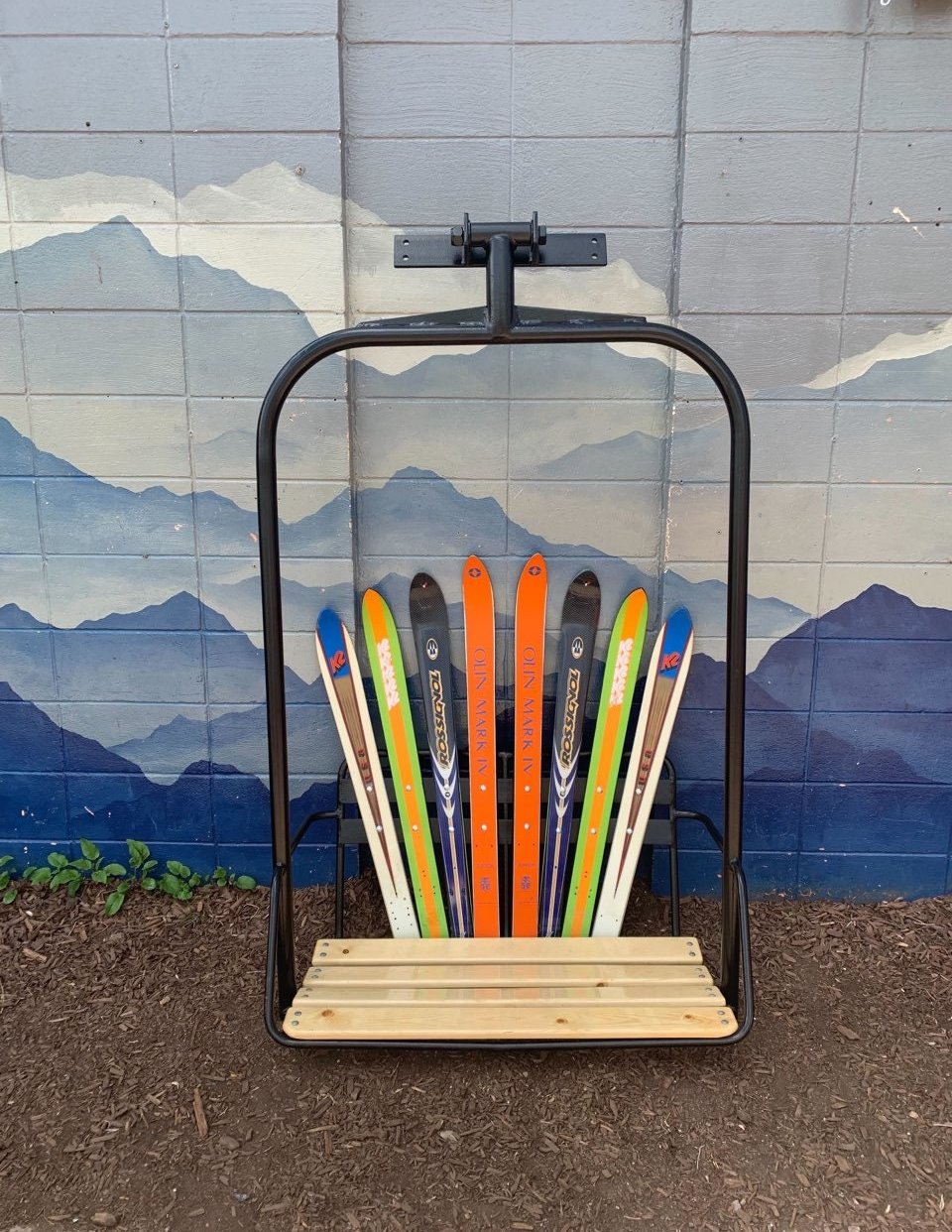 Hanging Ski Chairlift Bench w/ Ski Back - | Colorado Ski Chairs ...