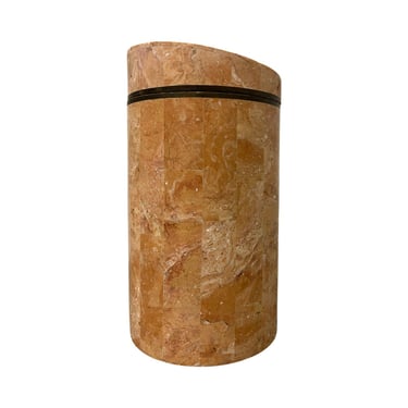 Maitland smith Tessellated marble and brass cylinder circle orange box postmodern 80s 1980s 