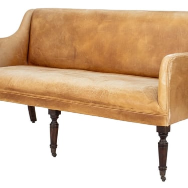 Regency Style Leather Upholstered Sofa