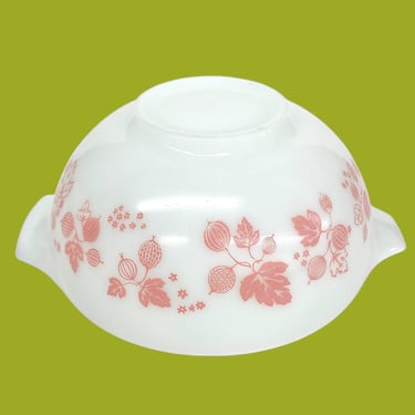 Vintage Pyrex Nesting Bowl 1950s Retro Mid Century Modern + Gooseberry (Pink on White) + 443 + Ceramic + Cinderella Style + Kitchen Serving 