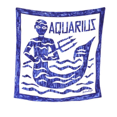 Pauline Trigere Aquarius Printed Silk Scarf