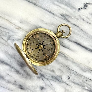 Vintage WWII Brass Pocket Compass Handheld Field Gear Schwab + Wuischpard Compass Military Memorabilia 