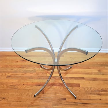 Mid Century Chrome and Glass Table, Made in Italy 