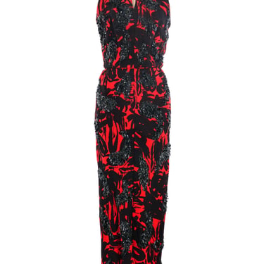 1960's Sequin Accented Printed Gown