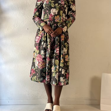 Vintage Handmade Floral Print Dress / Medium 