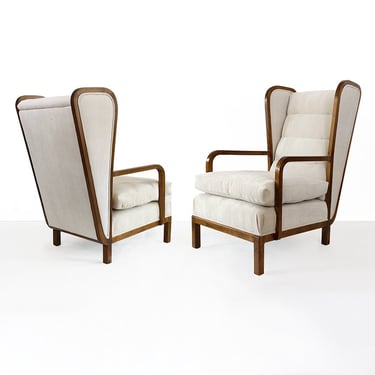 Pair of Swedish Art Deco Wingback armchairs