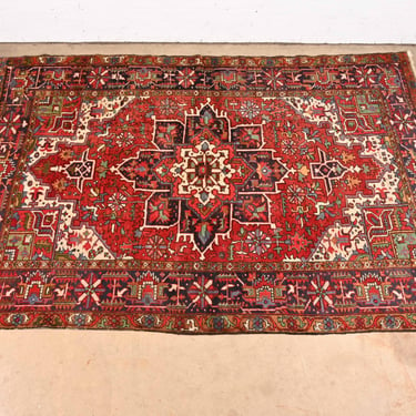 Vintage Hand-Knotted Persian Heriz Room Size Rug