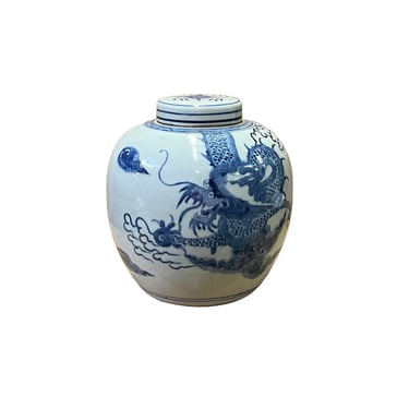 Chinese Hand-paint Fengshui Dragon Blue White Porcelain Ginger Jar ws2815E 